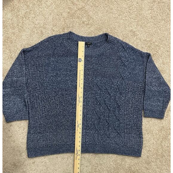Talbots Plus Size 3X Sweater Womens Marled Cable Knit Pullover Blue Patchwork - Picture 5 of 7